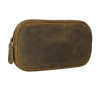 STILORD Mike Plumier Cuir Vintage Trousse Scolaire idéal comme Pochette pour Travail École Organiseur Crayons Étui Lunettes en Cuir Véritable Couleur:Kara - Rosso