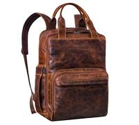 STILORD 'Niall' Cuir Véritable Sac à dos pour ordinateur portable 15 pouces - Sac à dos élégant pour hommes et femmes - pour le travail, l'université et les voyages, Couleur:luino - marron