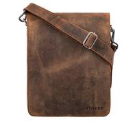 STILORD 'Oxford' Sac Bandoulière Vintage Homme Cuir pour Tablette 13 Pouces MacBooks et iPad Homme Messenger Cuir Véritable DIN A4, Couleur:chêne - marron