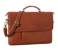 STILORD 'Parker' Portfolio A4 Cuir avec Poignée Business Folder Sacoche pour Ordinateur Portable Vintage Organiseur de Conférence Organiseur Portedocuments, Couleur:Texas - Marron