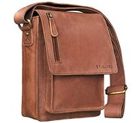 STILORD petite sac a bandouliere/Unisex/Besace/Messenger Bag/porté lanière cuir de buffle cuir véritable marron