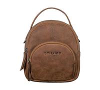 STILORD Polina Femmes Mini Daypack en Cuir City Backpack Sac à Dos de Jour Petit Sac à Main de Ville Sacoche pour téléphone Portable Casual Bag Couleur:tarragona - Marron