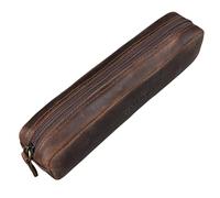 STILORD Preston Étui en Cuir Trousse Stylo Vintage Plumier Pochette Ronde Porte-Plume Crayons Scolaire pour Hommes Femmes Bureau de Cuir Véritable Couleur:Soria - Marron