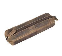 STILORD 'Quinn' Trousse de Stylo Plumier en Cuir Vintage Stylos Plumier en Cuir Vintage Porte-Plume Pochette à Crayons Ecolier pour Homme Femme, Couleur:Marron Moyen