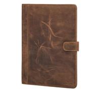 STILORD Raymond Porte Document Cuir avec Pince Conferencier A4 Cuir Veritable Vintage Business Portfolio Professionnel avec Porte-Bloc & Fermeture Magnétique Couleur:seppia - marronpuro