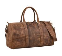 STILORD 'Santiago' Sac de Voyage Homme Cuir Véritable Sac de Sport Femme Weekend Bag 28L Travel Bag à Bandoulière - Petit Bagage à Main pour Courts Séjours et Affaires, Couleur:Marron Moyen