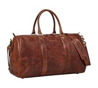 STILORD 'Santiago' Sac de Voyage Homme Cuir Véritable Sac de Sport Femme Weekend Bag 28L Travel Bag à Bandoulière - Petit Bagage à Main pour Courts Séjours et Affaires, Couleur:Kara - Cognac