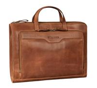 STILORD 'Silvano' Porte Document professionnel en Cuir Sacoche Vintage 13,3 pouces sac ordinateur homme femme cuir zippé porte documents a4 conferencier, Couleur:andorra - marron
