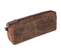 STILORD Spencer Trousse en Cuir Vintage - Pochette à Fermeture Éclair - Organisateur Étui à Stylos - Cuir Véritable Couleur:Marron Moyen