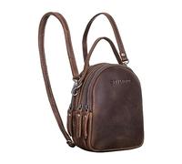 STILORD 'Stacy' Sac à Dos Bandoulière Femme en Cuir Mini Daypack Vintage Petit Sac a Main Femmes Porte à l'Épaule Shopping Backpack XS Retro Cuir Véritable, Couleur:Torres - Marron