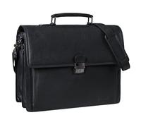 STILORD 'Stanley' Serviette Homme Cuir avec Cadenas pour Ordinateur 17 Pouces Sac Travail Cuir Véritable Vintage Sac à Bandoulière Grand Business, Couleur:nero puro