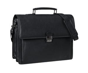 STILORD "Stanley Serviette Homme Cuir avec Cadenas pour Ordinateur 17 Pouces Sac Travail Cuir Véritable Vintage Sac à Bandoulière Grand Business Couleur:nero puro