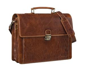 STILORD "Stanley Serviette Homme Cuir avec Cadenas pour Ordinateur 17 Pouces Sac Travail Cuir Véritable Vintage Sac à Bandoulière Grand Business Couleur:cannes - marron