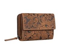 STILORD 'Thea' Porte-Monnaie en Cuir pour Femmes Portefeuille RFID Vintage avec Protection NFC Wallet avec Fermeture Éclair et Boîte Cadeau Cuir véritable, Couleur:Salerno - Marron Floraux