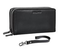 STILORD 'Thor' Portefeuille Homme Cuir Noir XXL RFID avec Double Fermeture Éclair Grand Format avec Dragonne Porte-Monnaie pour 25 Cartes Portefeuilles Hommes Cuir Véritable