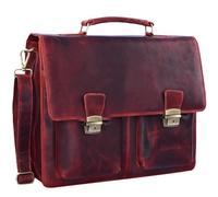 STILORD 'Tiberius' Vintage Serviette en Cuir Marron/Sac à Bandoulière/Porte-Documents pour Hommes/Cartable/années 50 60 / Université/École Cuir veritable, Couleur:Kara - Rosso