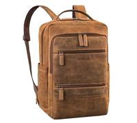 STILORD Torben Sac Ordinateur Portable Cuir 15-16 Pouces - Grand Sac à Dos en Cuir Véritable Grande capacité - Sac à Dos Travail Homme et Femme système d’Attache Trolley Couleur:Bergamo - Marron