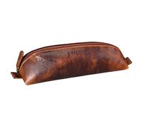 STILORD 'Willem' Plumier en Cuir pour Hommes Femmes Trousse Stylée Vintage Etui pour Crayons Stylos Pinceaux Pochette écolier, Couleur:Kara - Cognac