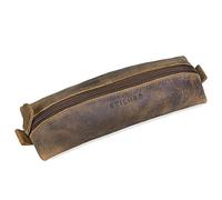 STILORD 'Willem' Plumier en Cuir pour Hommes Femmes Trousse Stylée Vintage Etui pour Crayons Stylos Pinceaux Pochette écolier, Couleur:Marron Moyen