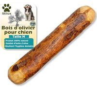 Stilux® Bâton à mâcher en Bois d'olivier pour Chiens,Taille M, Jouet d'occupation pour Chien jusqu'à 20Kg, Friandise Os en Bois 100% Naturel et Durable