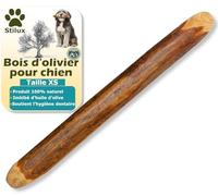 Stilux® Bâton à mâcher en Bois d'olivier pour Chiens,Taille XS, Jouet d'occupation pour Chien et Chiot jusqu'à 5Kg, Friandise Os en Bois 100% Naturel et Durable