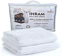 Stilux® Ihram Ehram Ahram pour Hommes pour Hajj et Omra, Lot de 2 Serviettes Blanches 1300 g, 110 x 220 cm, 100% Coton Naturel | Hygiénique, Confortable et séchage Rapide