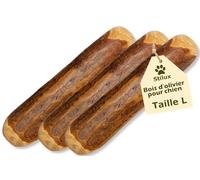 Stilux® Lot de 3 Bâtons à mâcher en Bois d'olivier pour Chiens,Taille L, Jouet d'occupation pour Chien jusqu'à 30Kg, Friandise Os en Bois 100% Naturel et Durable
