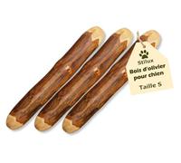 Stilux® Lot de 3 Bâtons à mâcher en Bois d'olivier pour Chiens,Taille S, Jouet d'occupation pour Chien et Chiot jusqu'à 10Kg, Friandise Os en Bois 100% Naturel et Durable