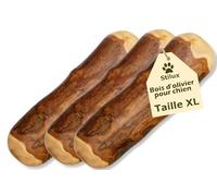 Stilux® Lot de 3 Bâtons à mâcher en Bois d'olivier pour Chiens,Taille XL, Jouet d'occupation pour Gros Chien jusqu'à 40Kg, Friandise Os en Bois 100% Naturel et Durable