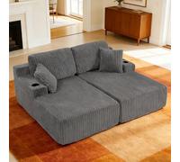 Stimfay Canapé-lit Modulaire, en Cordon, Canapé d'angle À 4 Coussins De 186 Cm, 2 Places sans Os, Adapté Aux Salons Et Appartements(Gray)