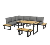 Stimfay Issen Salon De Jardin for 9 Personnes, Ensemble De Salle À Manger, Espace Salon Extérieur, Composé De 1 Canapé d'angle en L, 2 Places, Table, TOU-Les Coussins Inclus, Salon De Jardin