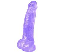 Stimulateur Anal/Vaginal Sécurisé Silicone Réaliste 8.3 pouces, Diam 2 Violet Suction Cup Pour Débutants