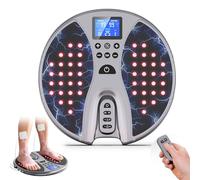 Stimulateur de Circulation Jambes & Pieds,Masseur Électrique des Pieds avec 4 Électrodes,25 Modes et 99 Niveaux Réglables,Thérapie par Lumière Rouge+EMS+TENS, Soulage Douleur et Fatigue des Pied