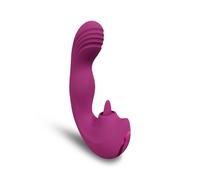 Vibromasseur vaginal en silicone pour point G avec langue vibrante stimule...