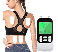 Stimulateur musculaire portable à double canal TENS, stimulateur musculaire compact à 30 modes pour soulager la douleur, masseur électronique rechargeable pour le dos et les épaules (White)