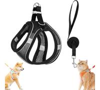 Stimuli Cat Harness Design for Outdoor Cat, Escape Proof Vest, Reflective Safety, Soft & Adjustable No Pull Harness (Black,M)