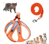 Stimuli Cat Harness Design for Outdoor Cats, Escape Proof Lightweight Adjustable Soft Mesh Vest with Reflective Safety Strips, Breathable No Pull for Kittens to Adult Cats (Orange,XXS (for 1.5-3kg))