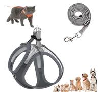 Stimuli Cat Harness Design for Outdoor Cats, Escape Proof Lightweight Adjustable Soft Mesh Vest with Reflective Safety Strips, Breathable No Pull for Kittens to Adult Cats (Grey,S (for 4.5-6.5kg))