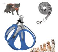 Stimuli Cat Harness Design for Outdoor Cats, Escape Proof Lightweight Adjustable Soft Mesh Vest with Reflective Safety Strips, Breathable No Pull for Kittens to Adult Cats (Blue B,L (for 8.5-10kg))