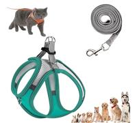 Stimuli Cat Harness Design for Outdoor Cats, Escape Proof Lightweight Adjustable Soft Mesh Vest with Reflective Safety Strips, Breathable No Pull for Kittens to Adult Cats (Green,M (for 6.5-8.5kg))
