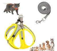 Stimuli Cat Harness Design for Outdoor Cats, Escape Proof Lightweight Adjustable Soft Mesh Vest with Reflective Safety Strips, Breathable No Pull for Kittens to Adult Cats (Yellow,XXS (for 1.5-3kg))