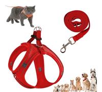 Stimuli Cat Harness Design for Outdoor Cats, Escape Proof Lightweight Adjustable Soft Mesh Vest with Reflective Safety Strips, Breathable No Pull for Kittens to Adult Cats (Red B,M (for 6.5-8.5kg))