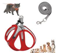 Stimuli Cat Harness Design for Outdoor Cats, Escape Proof Lightweight Adjustable Soft Mesh Vest with Reflective Safety Strips, Breathable No Pull for Kittens to Adult Cats (Red A,S (for 4.5-6.5kg))