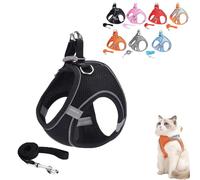 Stimuli Cat Harness, Escape Proof Soft Adjustable Vest Harnesses for Cats, with Traction Rope, for Cats Walking (XXS,Black)