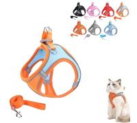 Stimuli Cat Harness, Escape Proof Soft Adjustable Vest Harnesses for Cats, with Traction Rope, for Cats Walking (L,Orange2)
