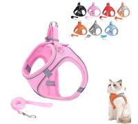Stimuli Cat Harness, Escape Proof Soft Adjustable Vest Harnesses for Cats, with Traction Rope, for Cats Walking (XXS,Pink)