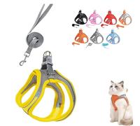 Stimuli Cat Harness, Escape Proof Soft Adjustable Vest Harnesses for Cats, with Traction Rope, for Cats Walking (XS,Yellow)