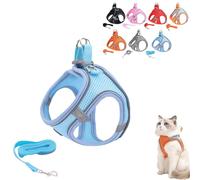 Stimuli Cat Harness, Escape Proof Soft Adjustable Vest Harnesses for Cats, with Traction Rope, for Cats Walking (XXS,Blue)