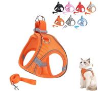 Stimuli Cat Harness, Escape Proof Soft Adjustable Vest Harnesses for Cats, with Traction Rope, for Cats Walking (XS,Orange1)