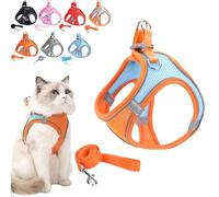 Stimuli Harnais pour chat en plein air Harnais Stimulicat réglable en maille souple avec bandes de sécurité réfléchissantes, permettant aux chats d'être en sécurité et sans stress (Orange 1, XXS)